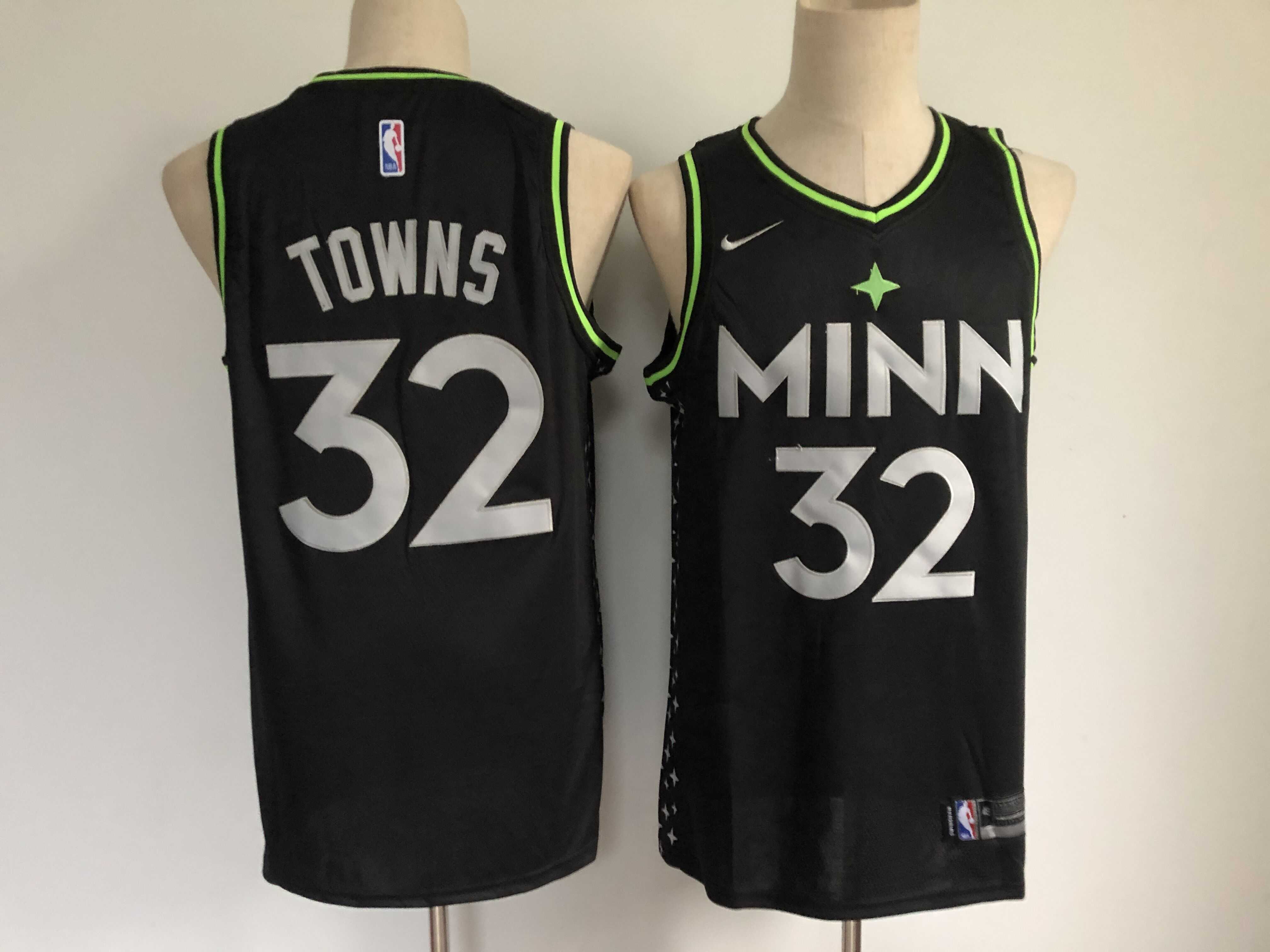 Men Minnesota Timberwolves 32 Towns Black Nike City Edition NBA Jerseys